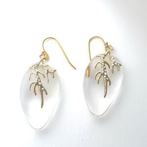 ALEXIS BITTAR • Ophelia Twining Golden vines  Clear Liquid Lucite Earrings